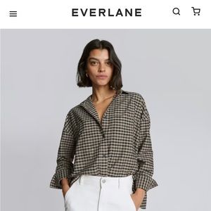 NWOT everlane the boxy oxford in falcon mini plaid